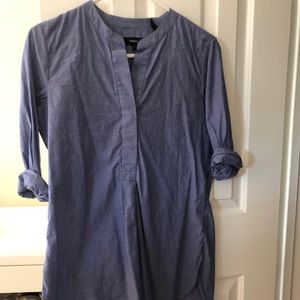 Theory Blue woven tunic shirt